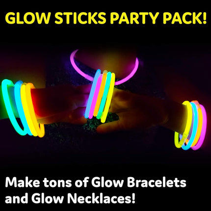 100-Pack 8” Glow Sticks – Party Favors, Necklaces & Bracelets with Connectors