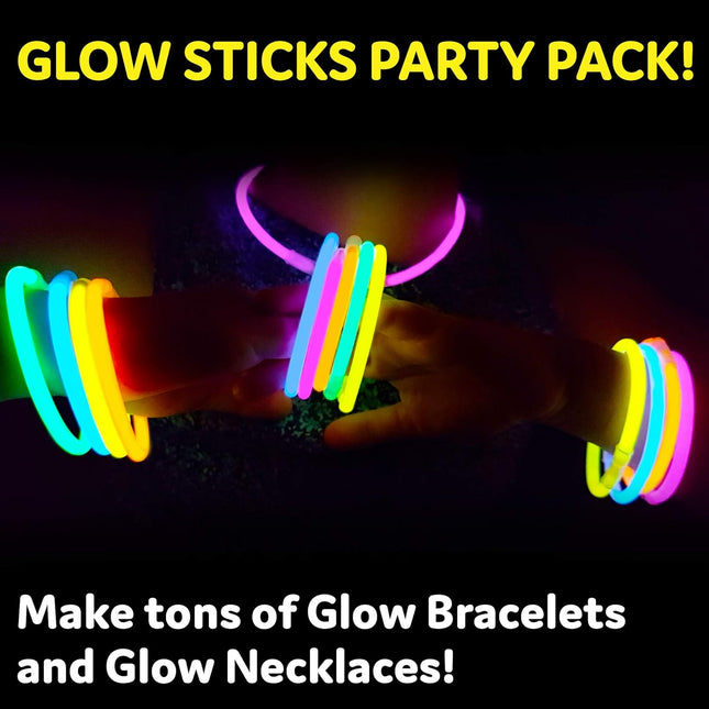 100-Pack 8” Glow Sticks – Party Favors, Necklaces & Bracelets with Connectors