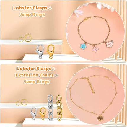 Keychain Making Kit – Key Rings, Hooks, Lobster Clasps & Jewelry Craft Supplies