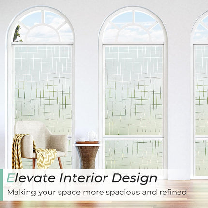 Window Privacy Film 17.5x78.7" – Frosted Cross, UV Blocking, Heat Control