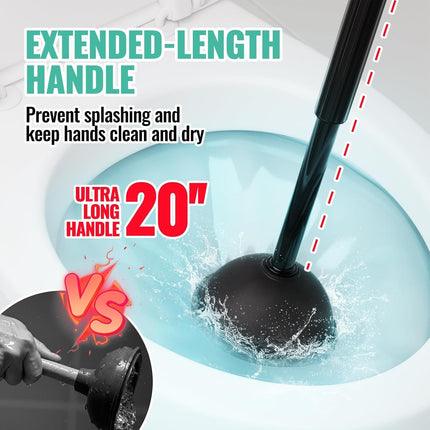 3 Piece Toilet Brush and Plunger Set Heavy Duty Bathroom Accessories