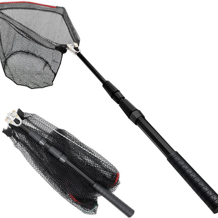 Aluminum Collapsible Fishing Net, Telescopic Pole, Non-Slip Handle, 37"-85"