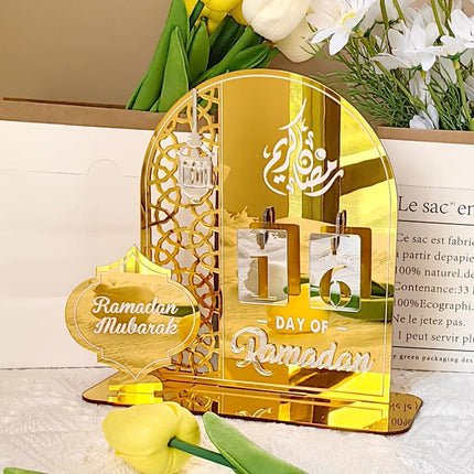 Eid Mubarak Ramadan 2026 Countdown Calendar - Gold Acrylic Tracker & Decor