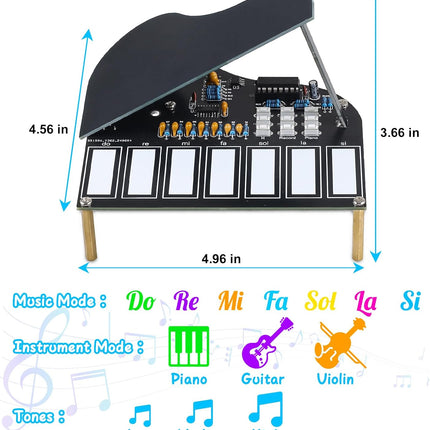 DIY 7-Key Electronic Piano Kit, Soldering STEM Learning Toy for Kids & Teens