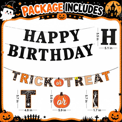 40-Piece Halloween Party Decor Set, Happy Birthday Banner, Cat Foil & Confetti Balloons