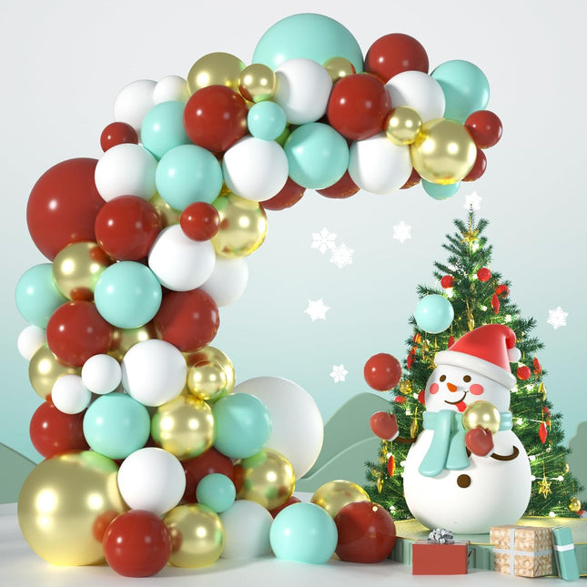 Christmas Balloon Arch Kit – 5, 12, 18In Red, Green, Gold Balloons for Party Decor