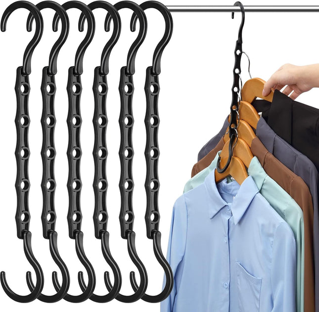 6-Pack Space-Saving Hangers – Closet Organization for Clothes & More