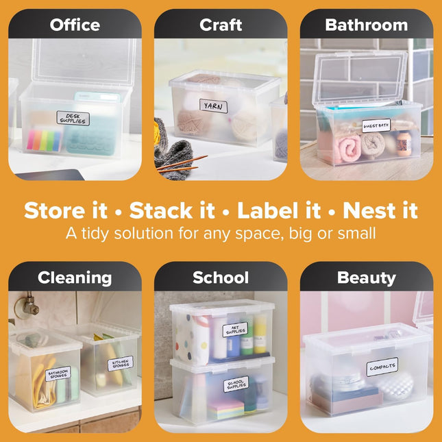 2 Pack Konnect 4 Qt Storage Containers w/ Lids Clear Office Organizer