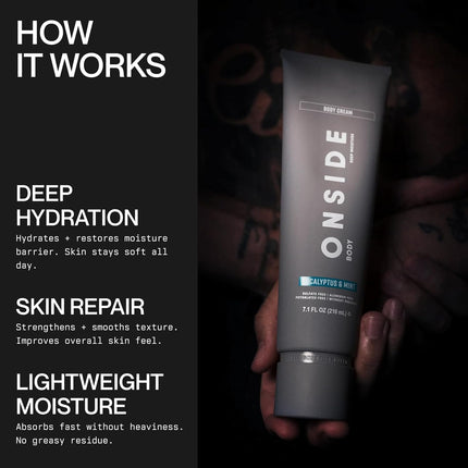 Men's Recovery Body Cream 7.1oz, Santal Leather, Deep Moisturizing Non-Greasy Lotion