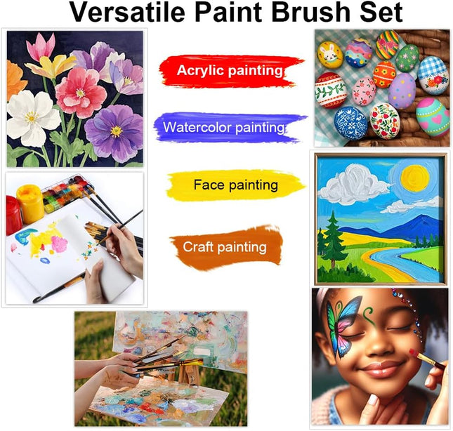 Art Painting Brush Set 12PCS – Assorted for Acrylic, Watercolor & Gouache