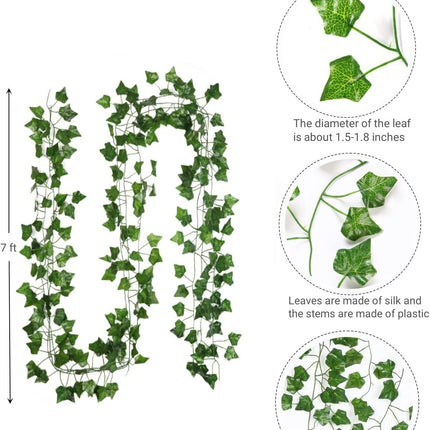 12-Pack Artificial Ivy Vines – 84ft Hanging Greenery for Home & Wedding