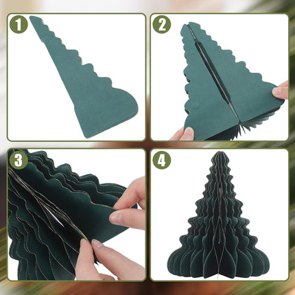 3 Pack Paper Christmas Tree Honeycomb Centerpieces 6, 8, 9.5 Inch Table Décor