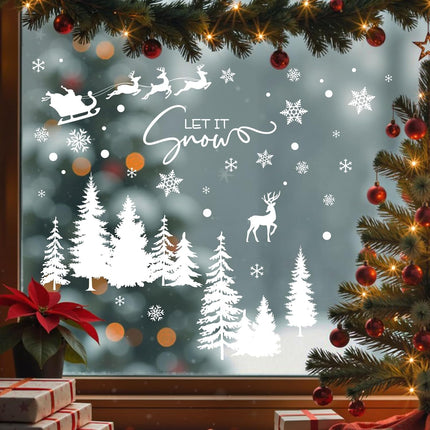 Christmas Window Clings Snowflakes – Let It Snow Winter Holiday Decals