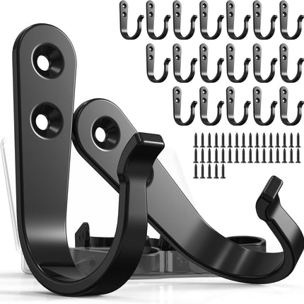 20PCS Heavy Duty Metal Wall Hooks – Single Prong with 40 Screws for Hanging