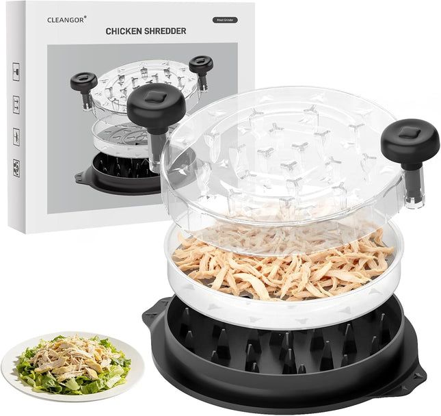 Meat Chicken Shredder Twist Tool Visible Lid Non Slip Base Ergonomic Handle
