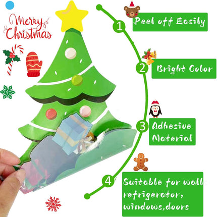 96PCS Removable Christmas Wall Decals, Santa, Snowman, Reindeer Xmas Stickers