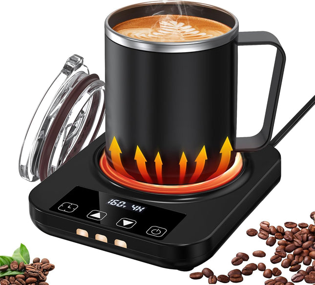 Coffee Mug Warmer & 16oz Mug Set – Electric Smart Heater with 9 Temp Settings