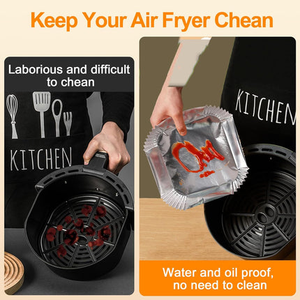 100Pcs 6.3in Aluminum Foil Air Fryer Liners Disposable Nonstick Baking Sheets