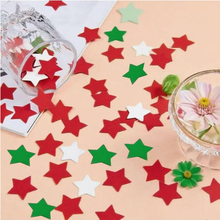 8000PCS Red Green White Star Confetti – 2cm Table Decor for Christmas Parties
