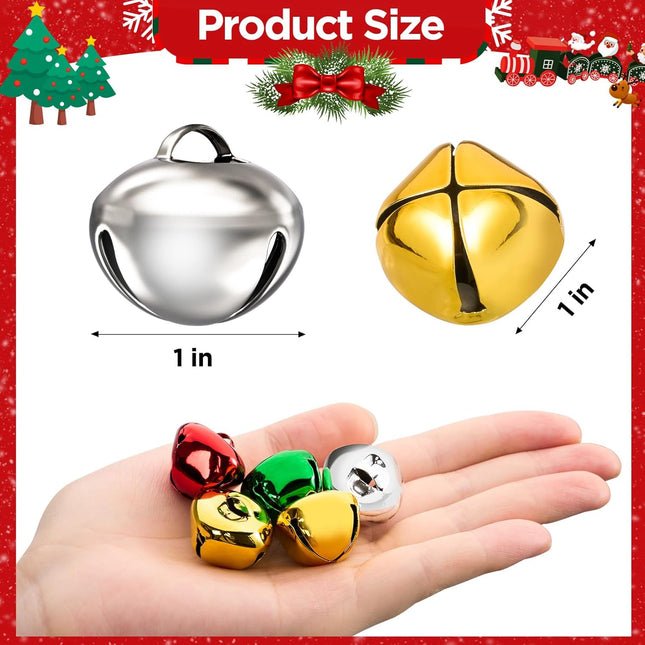 100PCS 1-inch Jingle Bells for Crafts | Colorful Christmas & Halloween Decor