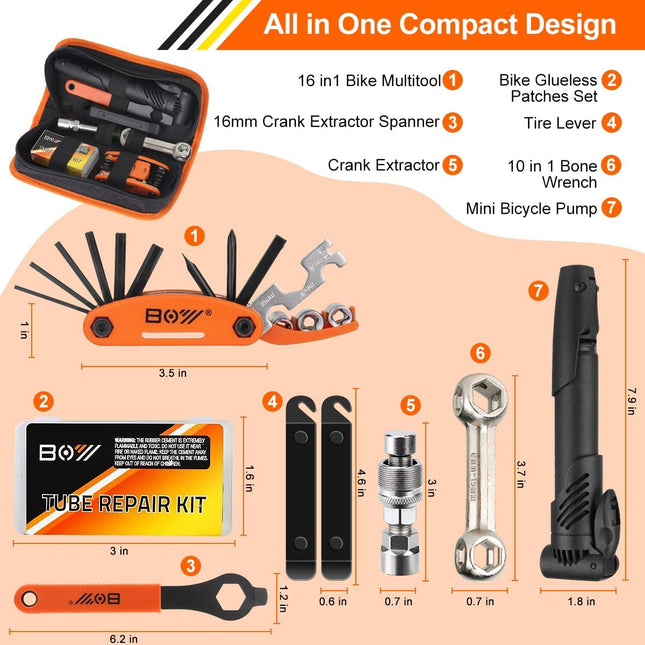 Bicycle Repair Bag with Tire Pump – Portable Bike Tool Kit for Travel & Camping