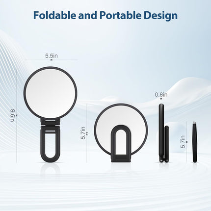 30X Magnifying Hand Mirror – Double-Sided, Foldable Makeup Mirror with Handle