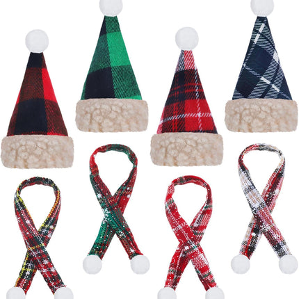 8PCS Mini Knit Doll Hats & Scarves – Cute DIY Craft Decor for Winter Gifts