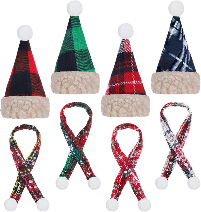 8PCS Mini Knit Doll Hats & Scarves – Cute DIY Craft Decor for Winter Gifts