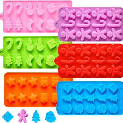 6-Pack Christmas Silicone Molds – Santa, Tree, Snowman & Gingerbread Shapes
