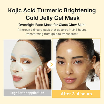 Jelly Gel Face Mask 4PCS, Kojic Acid & Turmeric Brightening Overnight Skincare, 28g x 4