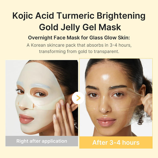Jelly Gel Face Mask 4PCS, Kojic Acid & Turmeric Brightening Overnight Skincare, 28g x 4