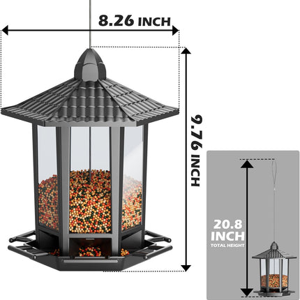 2 Pack Hanging Bird Feeders, Retro Pagoda Design, Outdoor Wild Bird Feeder