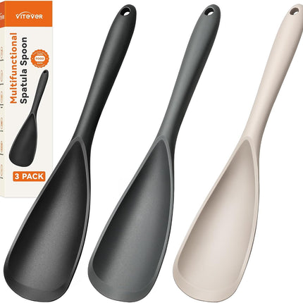 3 Pack Silicone Cooking Spatula Spoonula Set for Nonstick Baking Mixing Stirring