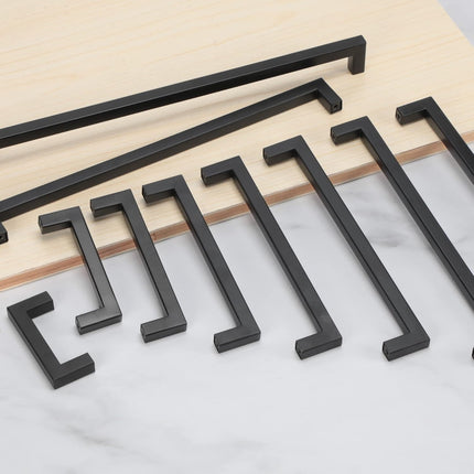 2 Pack Matte Black Cabinet Pulls – 5 Inch Square Stainless Steel Handles