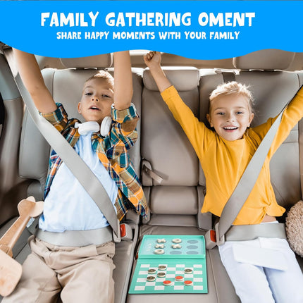 Magnetic Checkers and Tic Tac Toe Foldable Travel Game for Kids Ages 3+