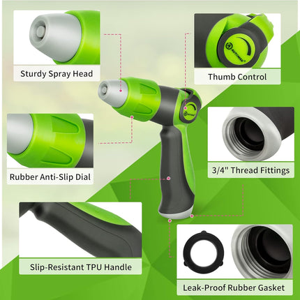 2 Pack Garden Hose Nozzle with Thumb Control Sprayer & Extra Washers
