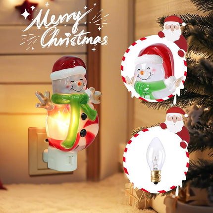 Christmas Night Light – Santa Snowman LED Plug-In for Kids Bedroom