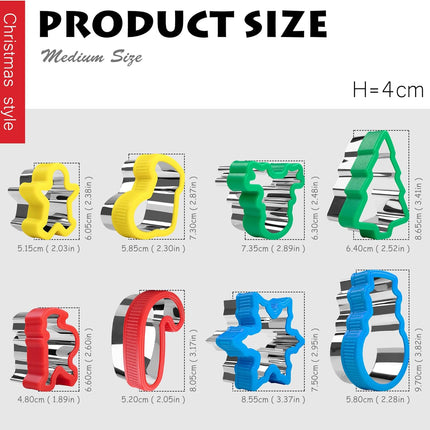 8PCS Christmas Cookie Cutters Holiday Biscuit Cutter Set with Comfort Grip