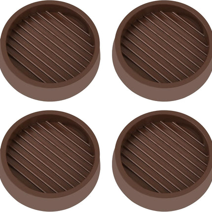 2x2 Rubber Caster Cups – Non-Slip Furniture Pads, 4 Pack, Brown
