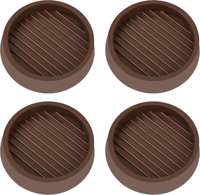 2x2 Rubber Caster Cups – Non-Slip Furniture Pads, 4 Pack, Brown