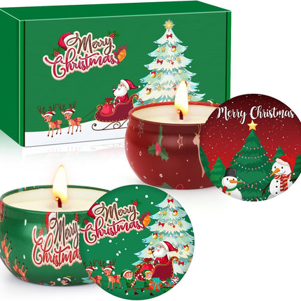 2PCS Christmas Scented Candles – 2.5oz Aromatherapy Gift Set for Women