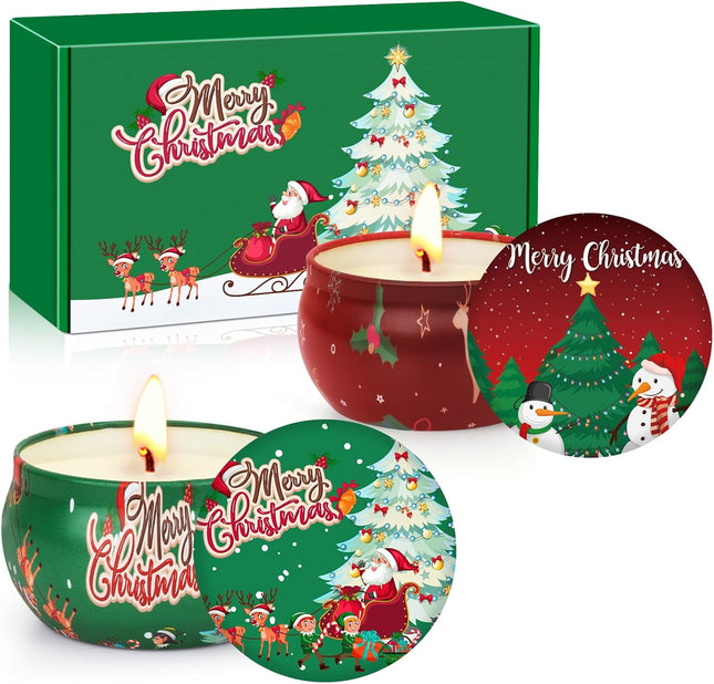 2PCS Christmas Scented Candles – 2.5oz Aromatherapy Gift Set for Women