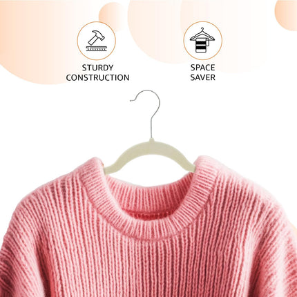 30 Pack Slim Velvet Non Slip Clothes Hangers Ivory Beige Space Saving Closet