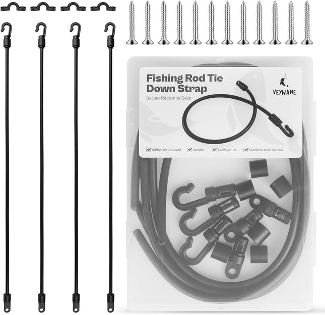 18" Fishing Rod Straps for Boat Deck, Kayak & Truck Bed Tie Downs