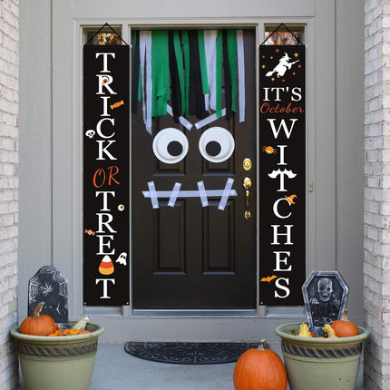 Halloween Porch Banner, Trick or Treat Hanging Door & Front Porch Party Decoration
