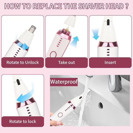 2-in-1 Nose & Ear Hair Trimmer, USB Rechargeable LED Facial & Brow Groomer, Pink