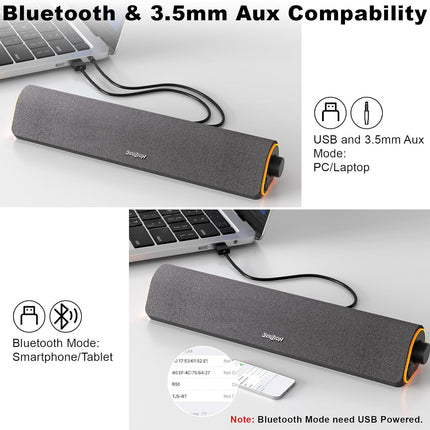 R50 Bluetooth Computer Speakers, USB Powered Soundbar with LED Lights