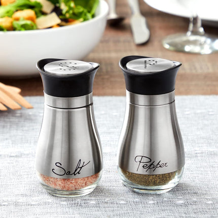 Modern Stainless Steel Salt & Pepper Shakers – Glass Bottom, Kitchen Decor