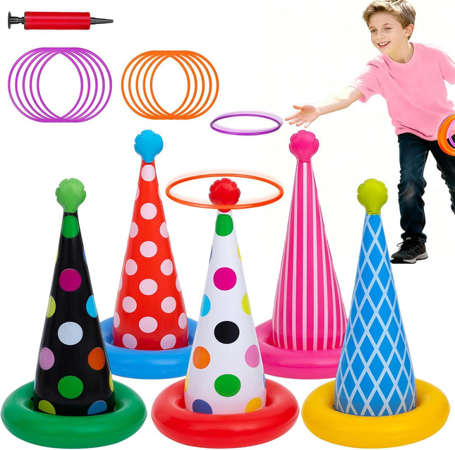 Inflatable Ring Toss Game 5 Pack with 10 Rings Family Party Yard Game