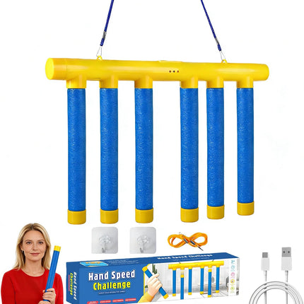 Reaction Time Challenge Game with 3 Falling Reflex Sticks for Kids & Adults